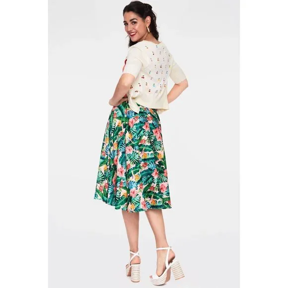 Voodoo Vixen Valentina Skirt in Tropical Print - Picture 4 of 4